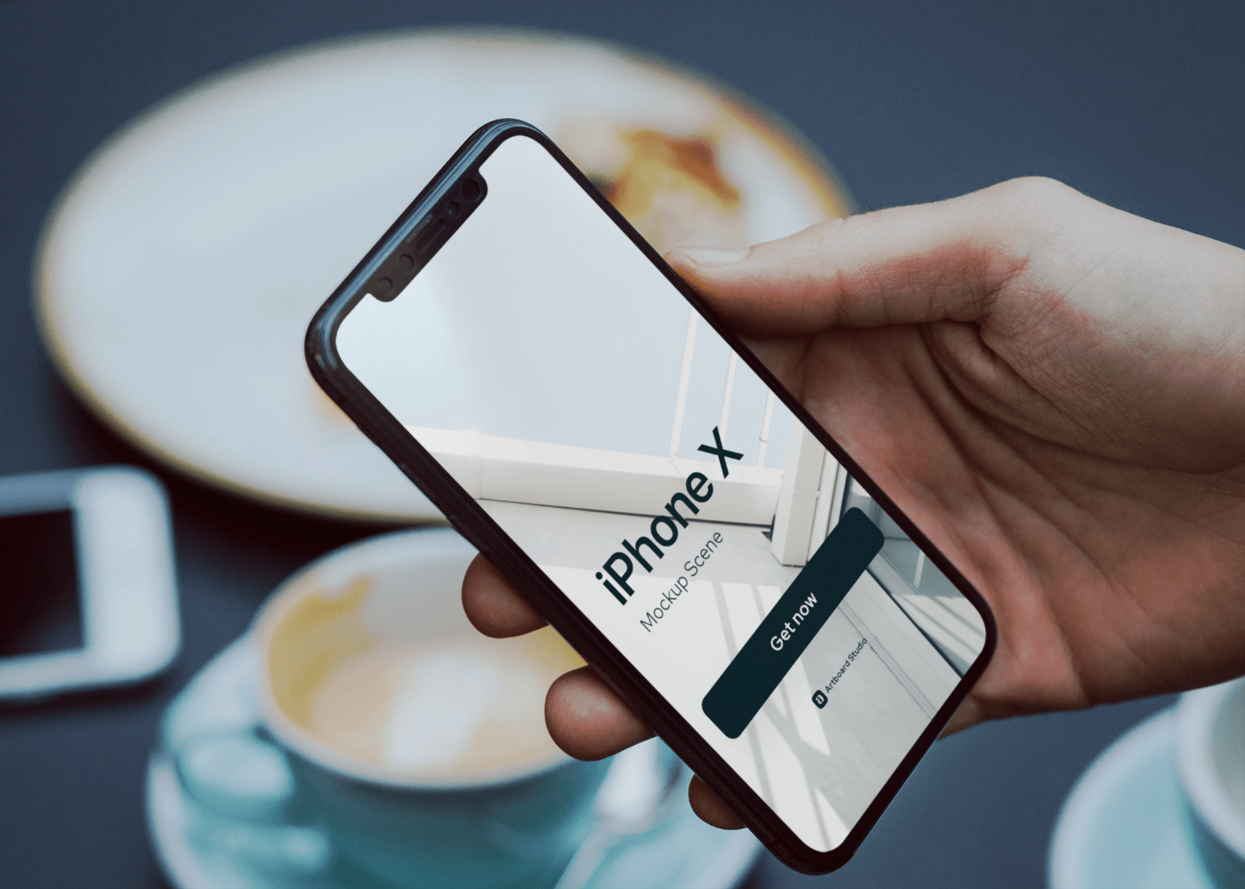 Use this awesome iphone mockup in hand to showcase your app or web design. Hand Holding Iphone X Mockup Scene
