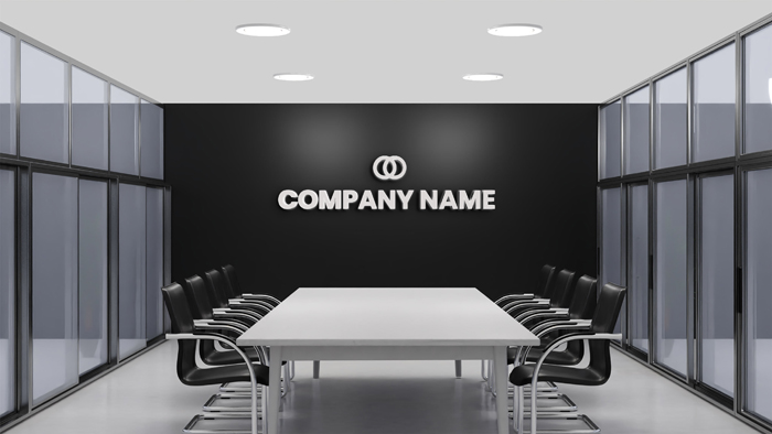 The top free photoshop files from the web. Logo Mockup Black Wall Meeting Room Office Download